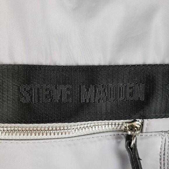 Steve Madden Bstripe Purse Gray Nylon Shoulder Tote Y2K Spellout - Picture 3 of 12